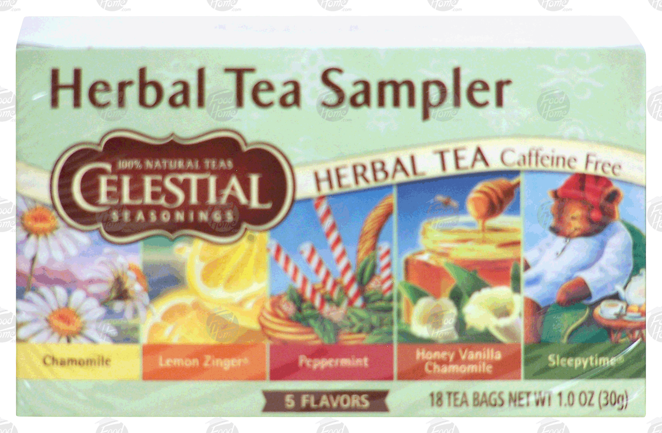 Celestial Seasonings  herbal tea sampler, caffeine free, 5 flavors, 18-bags Full-Size Picture